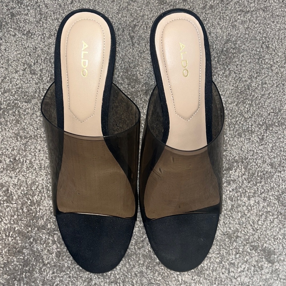 ALDO Clear Black Mule heels